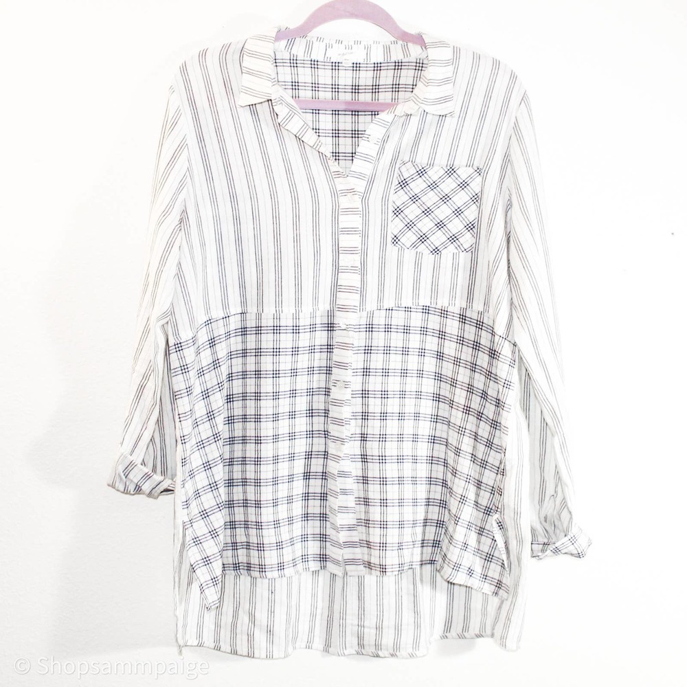 Anthro Mystree Oversized Button Down Blouse M - Picture 6 of 6